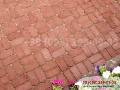 Тротуарна плитка Цегла 200х100 Антик Бордовафото 1